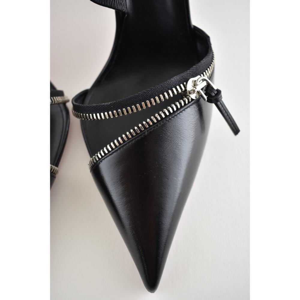 Christian Louboutin Slingyzip 100 Black Leather Zipper Slingback Heel Pump 38 - Picture 10 of 16